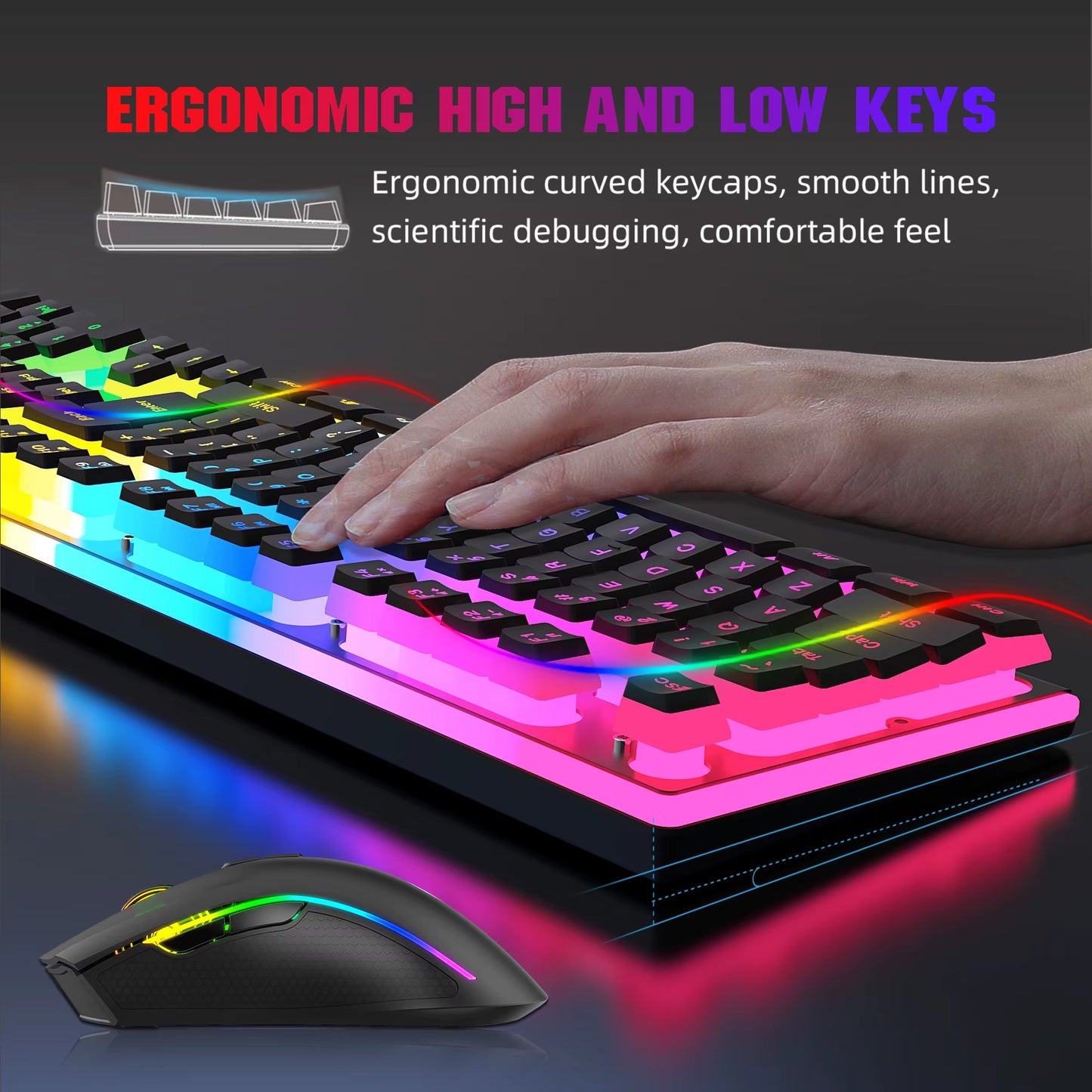 2025 New Arrival  L96 104 Keys 2.4G Wireless Pc Keyboard Mechanical Feeling Gaming Keyboard and Mouse Combos for Laptop Game