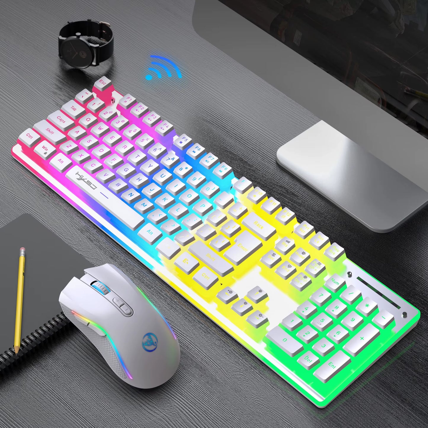 2025 New Arrival  L96 104 Keys 2.4G Wireless Pc Keyboard Mechanical Feeling Gaming Keyboard and Mouse Combos for Laptop Game